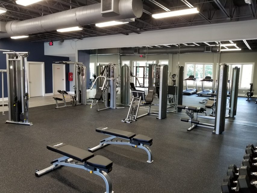 amenity renovation fitness center gym painting flooring lighting mirrors (1)
