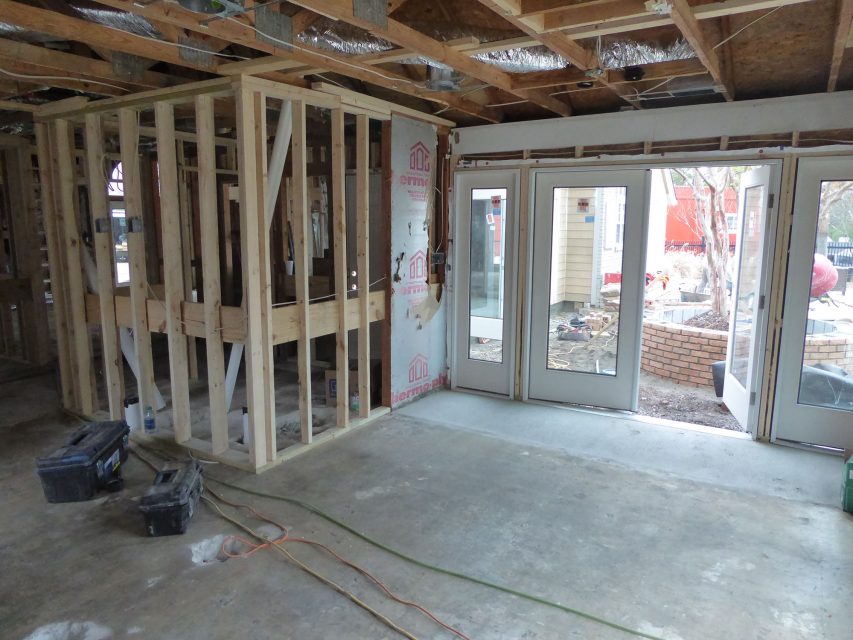 apartment amenity renovation interior framing new french doors leasing office clubhouse
